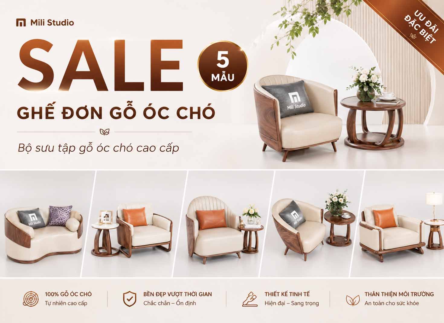 MODEL GO OC CHO - 5 MAU GHE DON